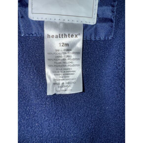 Healthtex Baby Puffer Coat | Navy, White Polka Dots 12M | Pockets - Picture 4 of 6